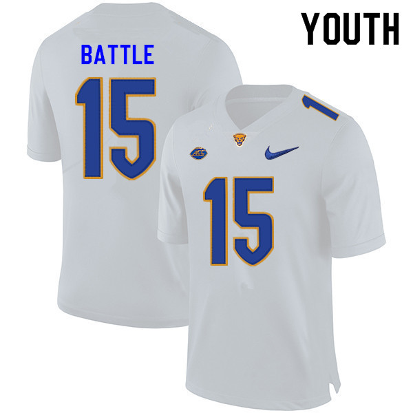 Youth #15 Rashad Battle Pitt Panthers College Football Jerseys Sale-White